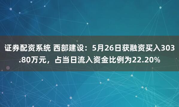 证券配资系统 西部建设：5月26日获融资买入303.80万元，占当日流入资金比例为22.20%